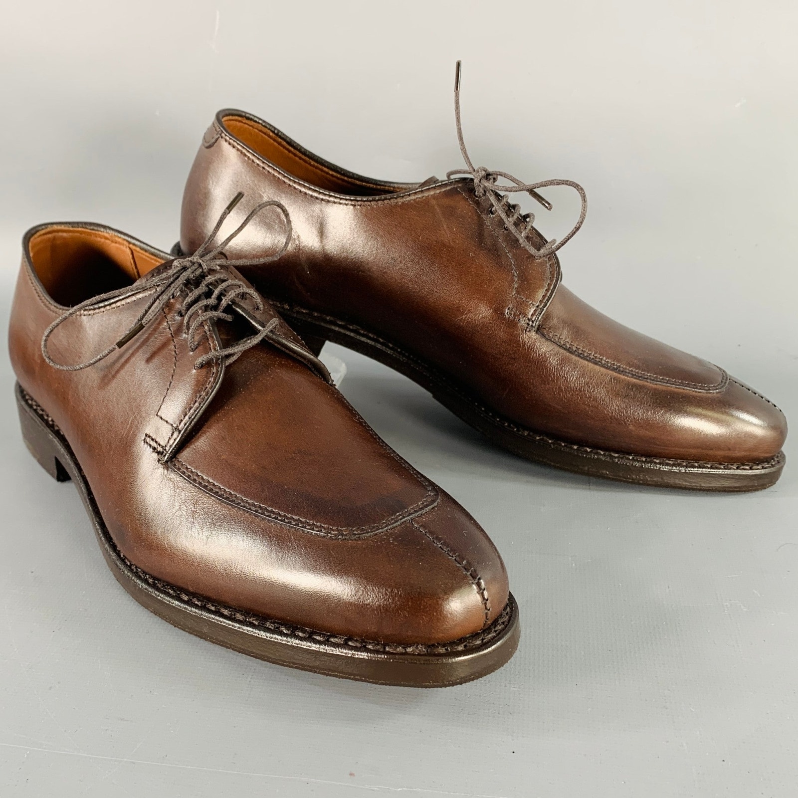 Allen Edmonds Size 7 Delray Brown Leather Split Toe Derby Lace-Up Shoes